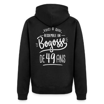 bogosse 49 ans cadeau humour anniversaire 49 ans - Veste à capuche bio Premium Unisexe - noir - Dos - Nico (187cm)