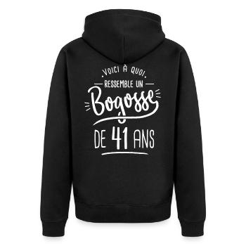 bogosse 41 ans cadeau humour anniversaire 41 ans - Veste à capuche bio Premium Unisexe - noir - Dos - Nico (187cm)