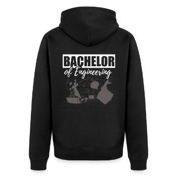 Bachelor of Engineering Spruch - Unisex Premium Bio Zip Hoodie - Schwarz - Hinten - Nico (187cm)