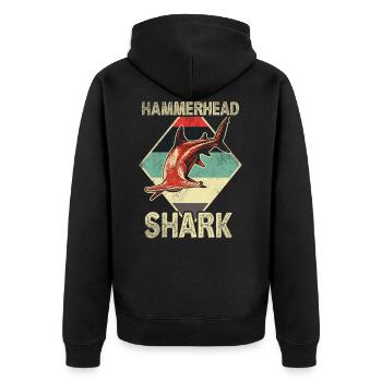 Hammerhai - Unisex Premium Bio Zip Hoodie - Schwarz - Hinten - Nico (187cm)