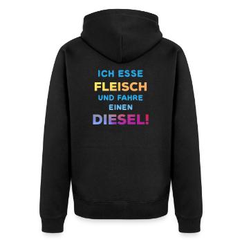 Dieselfahrverbot Lustiger Spruch Diesel auto - Unisex Premium Bio Zip Hoodie - Schwarz - Hinten - Nico (187cm)