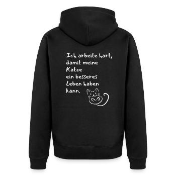 Katze Perser Siamkatze hauskatze kater lustig witz - Unisex Premium Bio Zip Hoodie - Schwarz - Hinten - Nico (187cm)