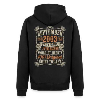 Born September 2003 Birthday Gift - Unisex Premium Organic Zip Hoodie - black - Back - Nico (187cm)