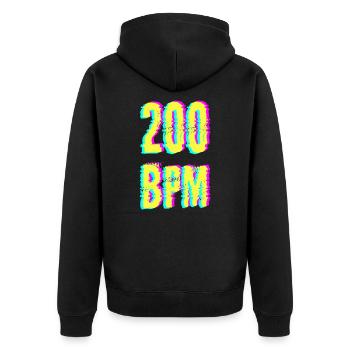 techno rave bpm dj festival electro hardstyle - Unisex Premium Bio Zip Hoodie - Schwarz - Hinten - Nico (187cm)