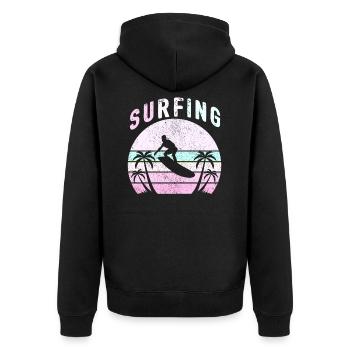 Surfing Surfer Gift Surfing hawaii - Unisex Premium Organic Zip Hoodie - black - Back - Nico (187cm)