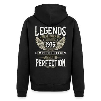 Né 1976 Légendes Anniversaire Cadeau - Veste à capuche bio Premium Unisexe - noir - Dos - Nico (187cm)