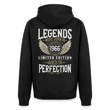 Born in 1966 Legends Birthday Gift - Unisex Premium Organic Zip Hoodie - black - Back - Nico (187cm)