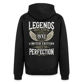 Né en 1972 Legends Cadeau d’anniversaire - Veste à capuche bio Premium Unisexe - noir - Dos - Nico (187cm)