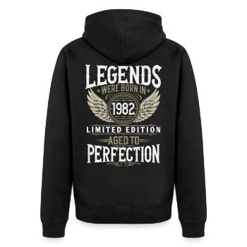 Né en 1982 Legends Cadeau d’anniversaire - Veste à capuche bio Premium Unisexe - noir - Dos - Nico (187cm)