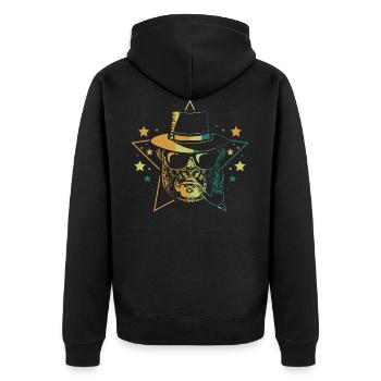 Cooler Affe Gorilla mit Sonnenbrille Cool Monkey - Unisex Premium Bio Zip Hoodie - Schwarz - Hinten - Nico (187cm)