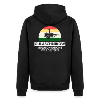 Gulaschkanone Feldküche - Unisex Premium Bio Zip Hoodie - Schwarz - Hinten - Nico (187cm)