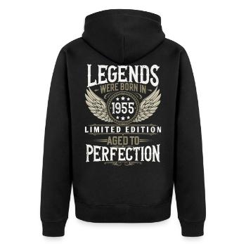 Born in 1955 Legends Birthday Gift - Unisex Premium Organic Zip Hoodie - black - Back - Nico (187cm)