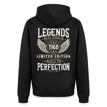 Born in 1968 Legends Birthday Gift - Unisex Premium Organic Zip Hoodie - black - Back - Nico (187cm)
