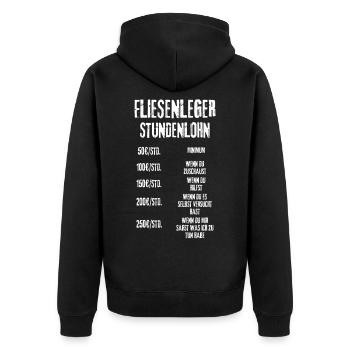 Fliesenleger - Unisex Premium Bio Zip Hoodie - Schwarz - Hinten - Nico (187cm)