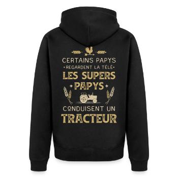 Tracteur Humour Super Papy Agriculteur Vintage - Veste à capuche bio Premium Unisexe - noir - Dos - Nico (187cm)