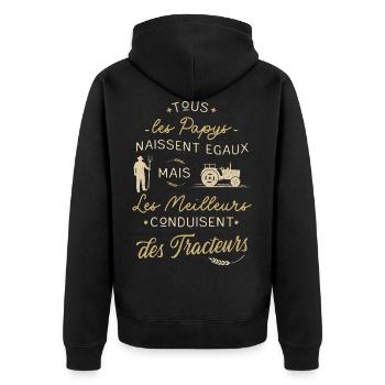 Tracteur Humour Meilleur Papy Agriculteur Fête - Veste à capuche bio Premium Unisexe - noir - Dos - Nico (187cm)