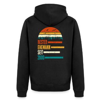 21. Hochzeitstag bester Ehemann - Unisex Premium Bio Zip Hoodie - Schwarz - Hinten - Nico (187cm)