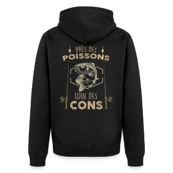 Fisherman fishing for fish humor - Unisex Premium Organic Zip Hoodie - black - Back - Nico (187cm)