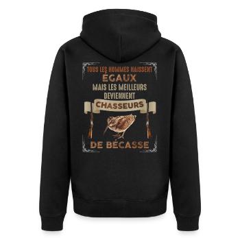 La chasse à la bécasse Cadeau chasseur passion - Veste à capuche bio Premium Unisexe - noir - Dos - Nico (187cm)