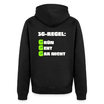 Politik Freiheit Grüne Sozialismus wählen lustig - Unisex Premium Bio Zip Hoodie - Schwarz - Hinten - Nico (187cm)