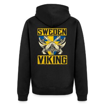Schweden Wikinger - Unisex Premium Bio Zip Hoodie - Schwarz - Hinten - Nico (187cm)