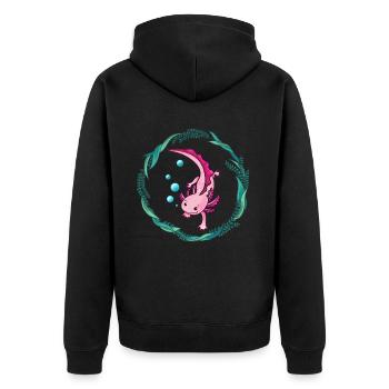Axolotl - Unisex Premium Organic Zip Hoodie - black - Back - Nico (187cm)