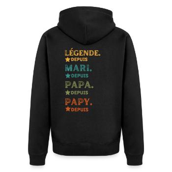 Légende Mari Papa Papy Depuis Année personnalisée - Veste à capuche bio Premium Unisexe - noir - Dos - Nico (187cm)