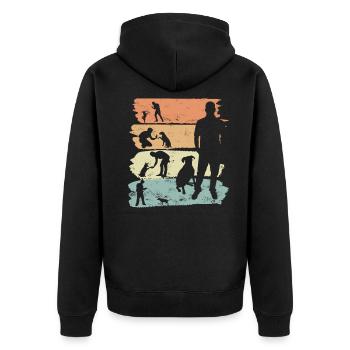 Hundetrainer Hundeschule Hundetraining Geschenk - Unisex Premium Bio Zip Hoodie - Schwarz - Hinten - Nico (187cm)
