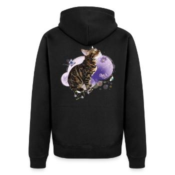 Bengalkatze - Unisex Premium Bio Zip Hoodie - Schwarz - Hinten - Nico (187cm)