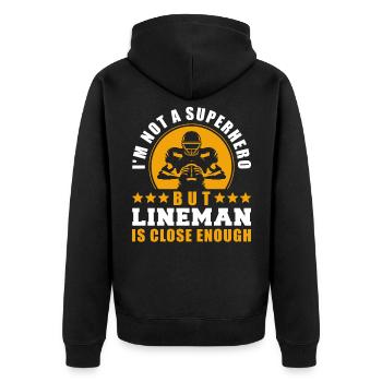 American Football Lineman - Unisex Premium Bio Zip Hoodie - Schwarz - Hinten - Nico (187cm)