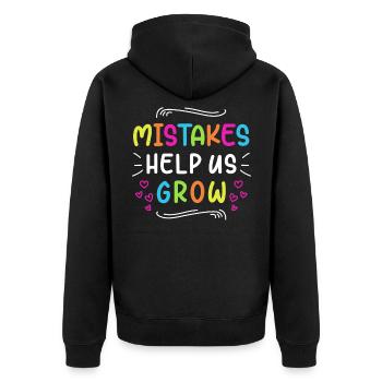 Growth Mindset Teacher Mistakes - Unisex Premium Bio Zip Hoodie - Schwarz - Hinten - Nico (187cm)