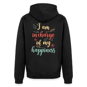 Growth Mindset Teacher I Am In - Unisex Premium Bio Zip Hoodie - Schwarz - Hinten - Nico (187cm)