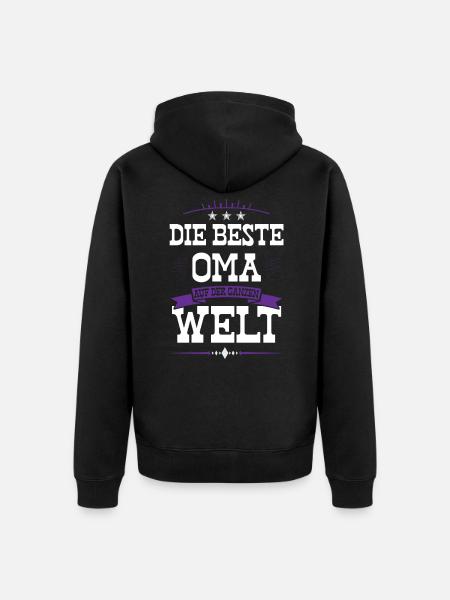 Beste Oma der Welt - Unisex Premium Bio Zip Hoodie - Schwarz