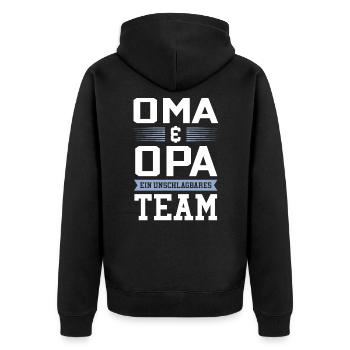 oma und opa team - Unisex Premium Bio Zip Hoodie - Schwarz - Hinten - Nico (187cm)