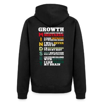 Teacher Growth Mindset - Unisex Premium Bio Zip Hoodie - Schwarz - Hinten - Nico (187cm)