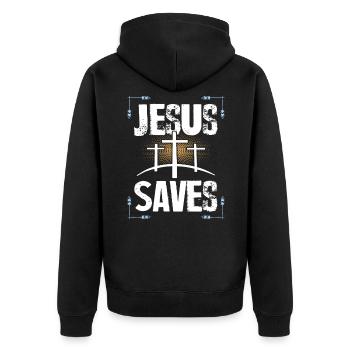 Jésus sauve - Veste à capuche bio Premium Unisexe - noir - Dos - Nico (187cm)