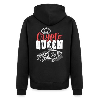 Crypto King - Unisex Premium Bio Zip Hoodie - Schwarz - Hinten - Nico (187cm)