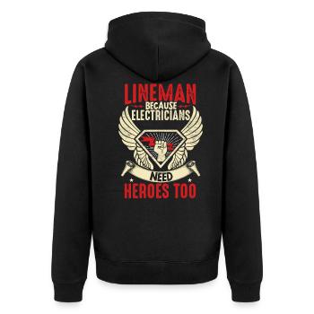 Electrical Lineman Because - Unisex Premium Bio Zip Hoodie - Schwarz - Hinten - Nico (187cm)