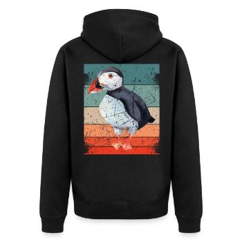 Puffin Parrot Lunde Bird Cadeau - Veste à capuche bio Premium Unisexe - noir - Dos - Nico (187cm)