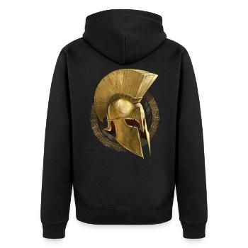 casque spartiate symbole sparte or - Veste à capuche bio Premium Unisexe - noir - Dos - Nico (187cm)