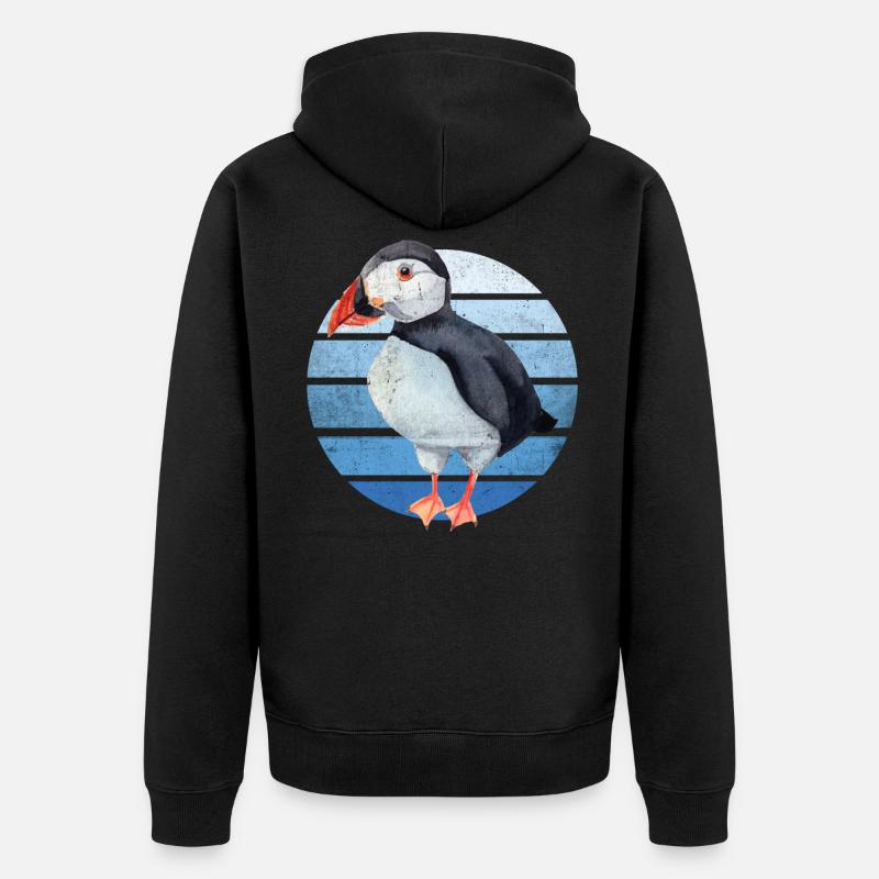 Puffin Parrot Lunde Bird Cadeau - Veste à capuche bio Premium Unisexe - noir