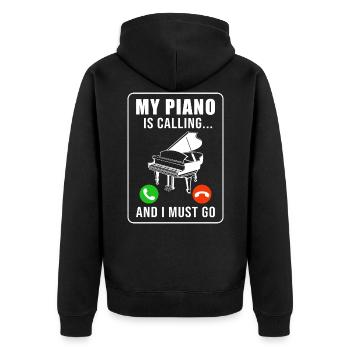 Pianiste mon piano appelle et moi - Veste à capuche bio Premium Unisexe - noir - Dos - Nico (187cm)