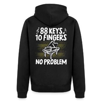Pianist 88 Keys, 10 Fingers No - Unisex Premium Bio Zip Hoodie - Schwarz - Hinten - Nico (187cm)