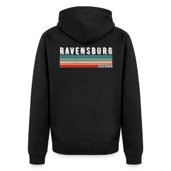 Ravensburg Ravensburger Upper Swabia Retro Vintage - Unisex Premium Organic Zip Hoodie - black - Back - Nico (187cm)