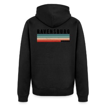 Ravensburg Ravensburger Upper Swabia Retro Vintage - Unisex Premium Organic Zip Hoodie - black - Back - Nico (187cm)