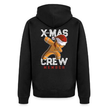 lebkuchenmann xmas crew - Unisex Premium Bio Zip Hoodie - Schwarz - Hinten - Nico (187cm)