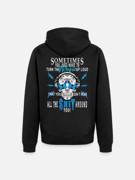 Music Skull - Unisex Premium Organic Zip Hoodie - black