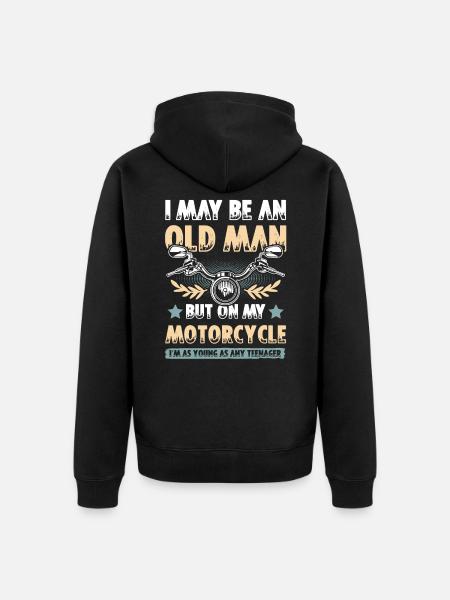 Motorcycle old man - Unisex Premium Organic Zip Hoodie - black