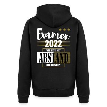 Examen 2022 Wir sind mit Abstand die Besten - Unisex Premium Bio Zip Hoodie - Schwarz - Hinten - Nico (187cm)