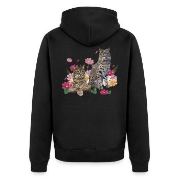 Lynx - Unisex Premium Organic Zip Hoodie - black - Back - Nico (187cm)